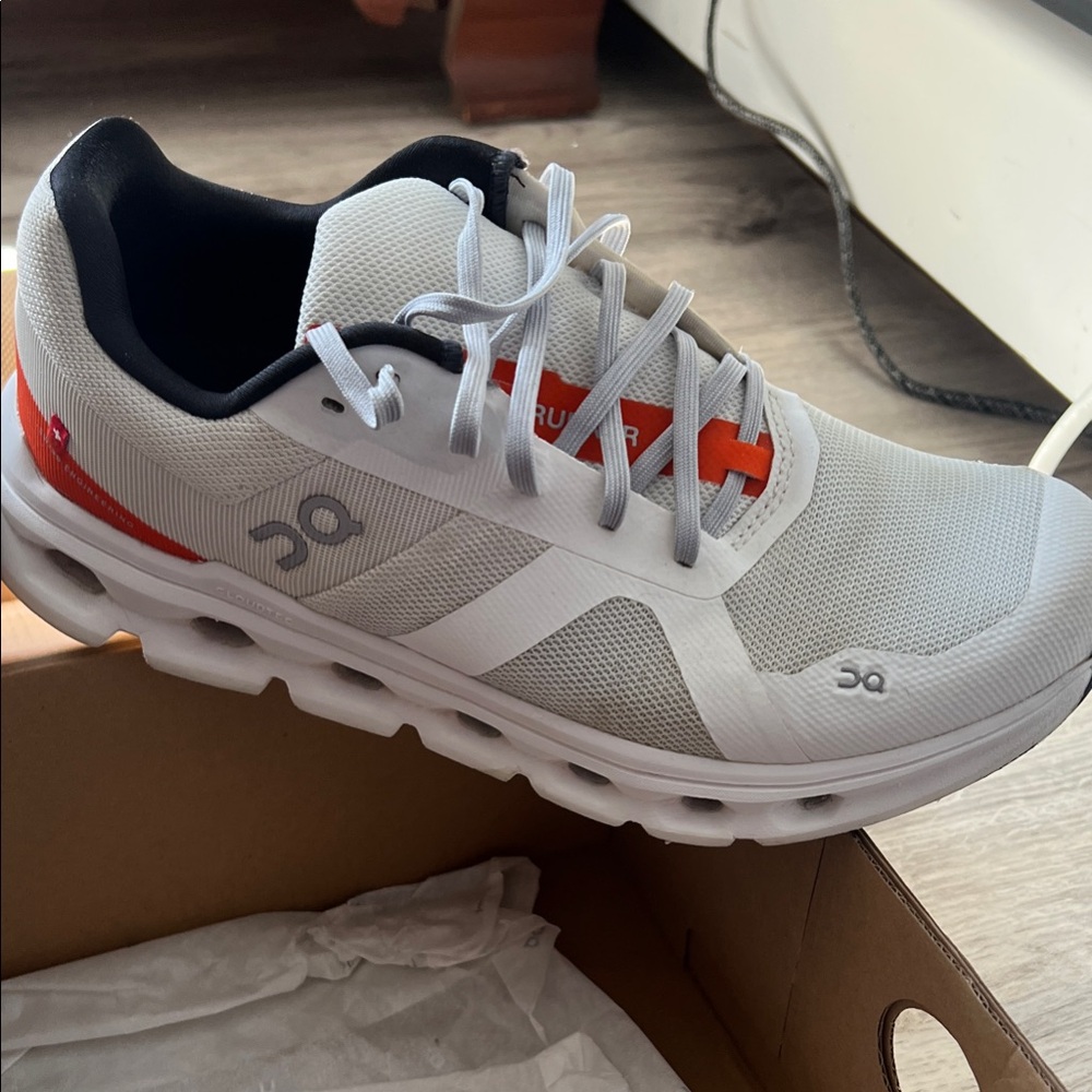 On Running Men's Athletic Shoes in White and Red